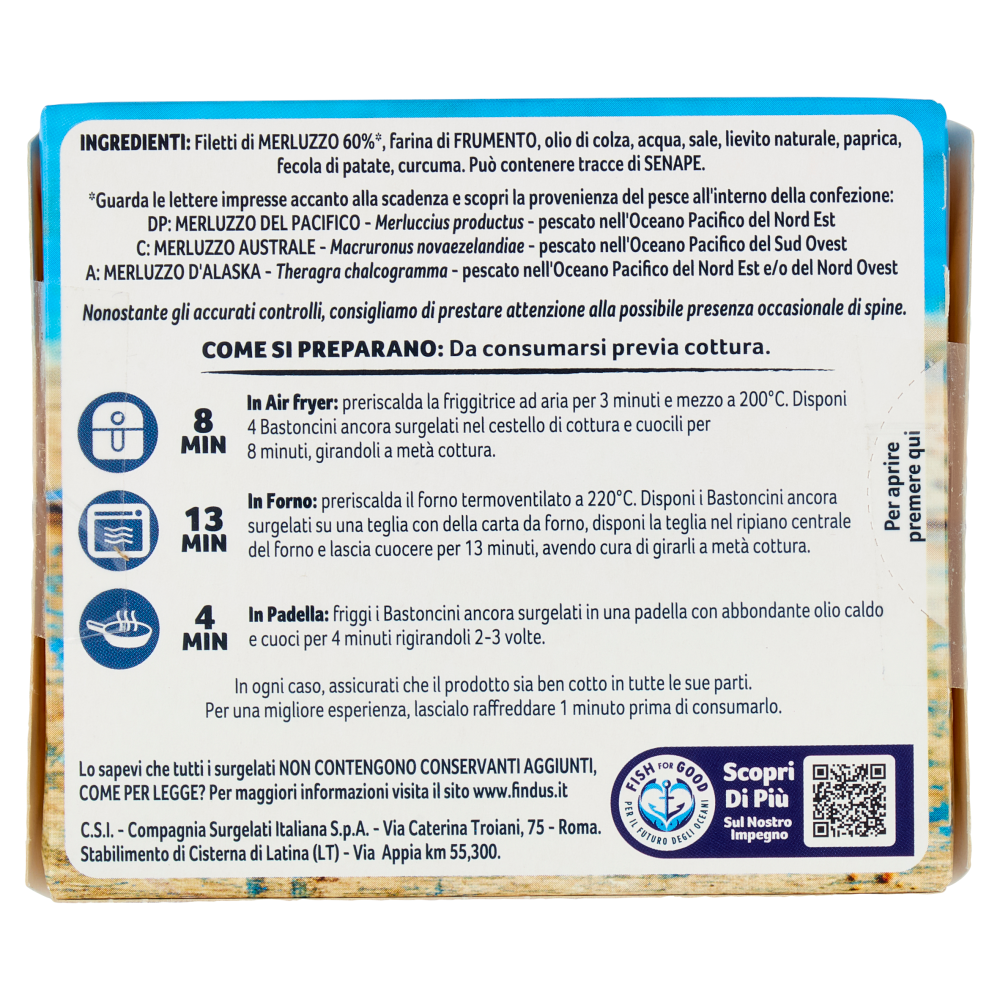 Capitan Findus 5 Bastoncini con 100% Filetti di Merluzzo 125 g