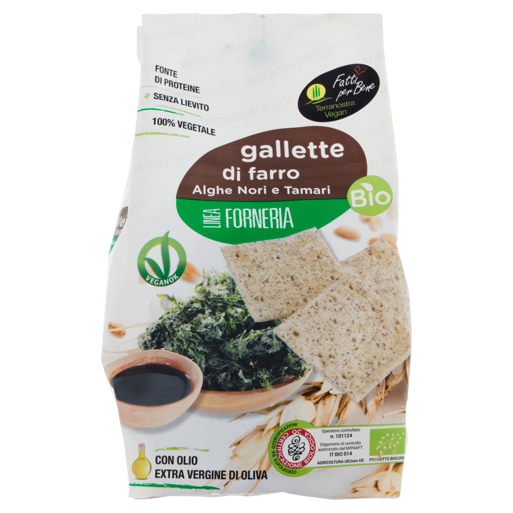 Terranostra Vegan Linea Forneria Bio gallette di farro Alghe Nori e Tamari 200 g
