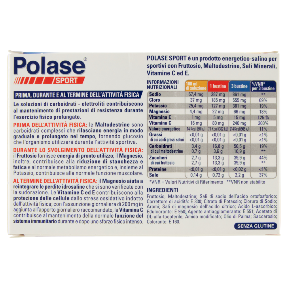 Polase sport integratore energetico Sali minerali con vitamina C magnesio e potassio 10 bustine 200g