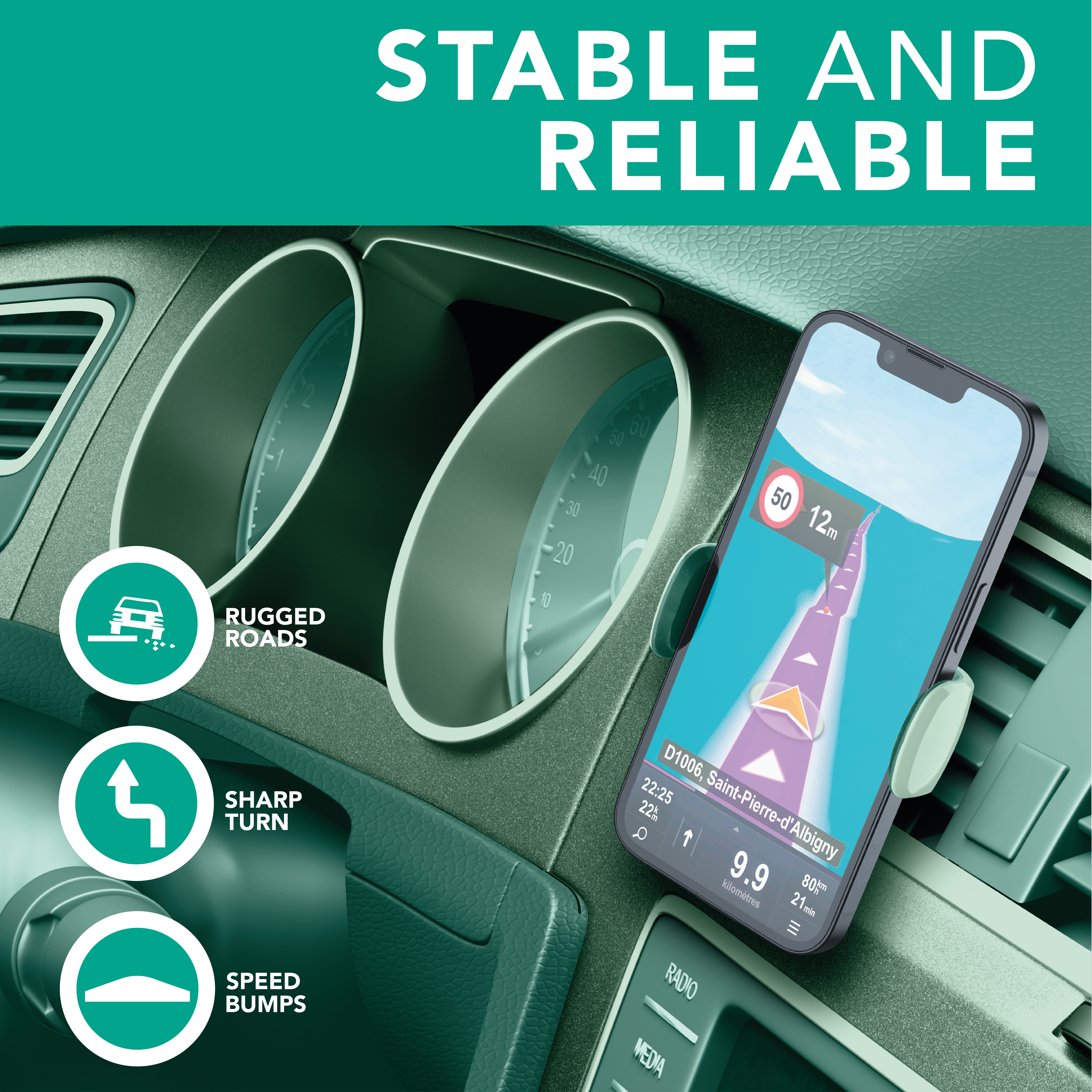 Cellularline Car Holder - Universal Supporto smartphone da auto super colorato