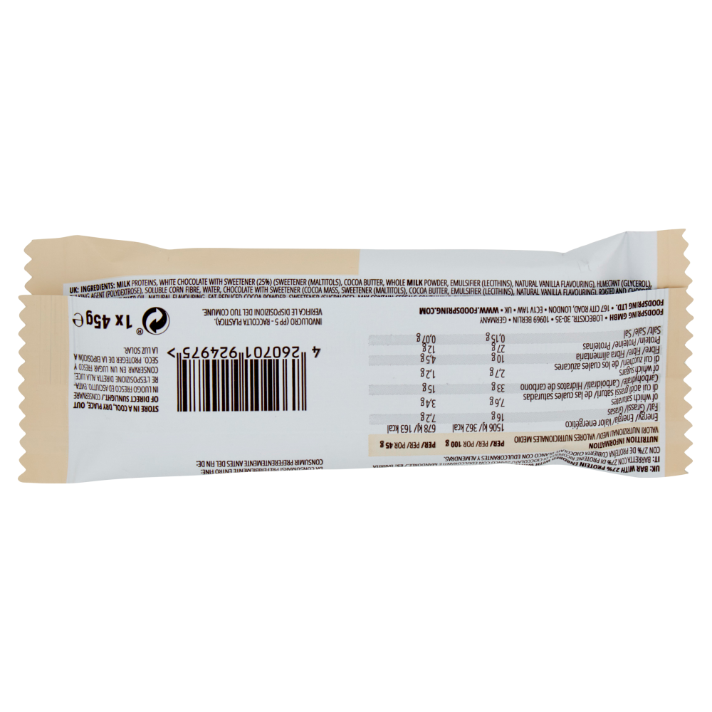 foodspring Protein Bar Extra Chocolate White Choc Almond 1 x 45 g