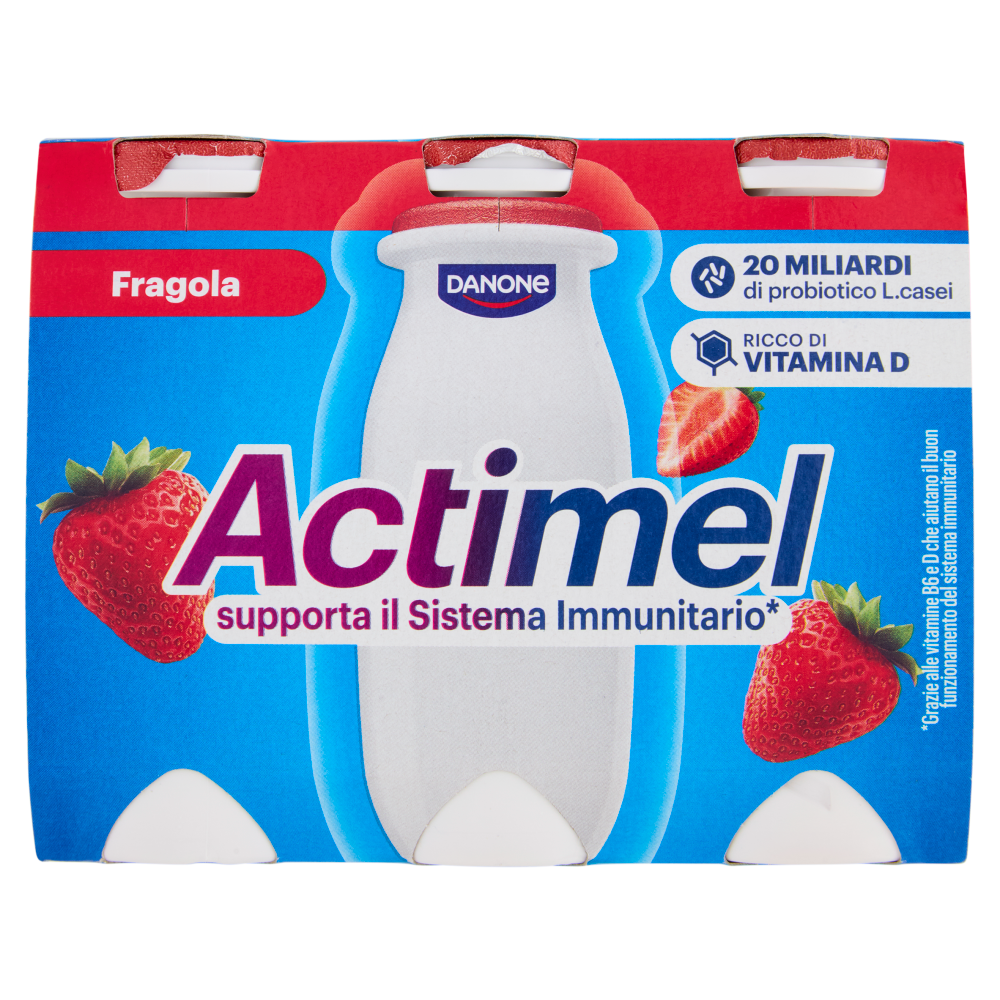 ACTIMEL, Yogurt da Bere con Vit B6 e D per il Sistema Immunitario, gusto fragola, 6X100G