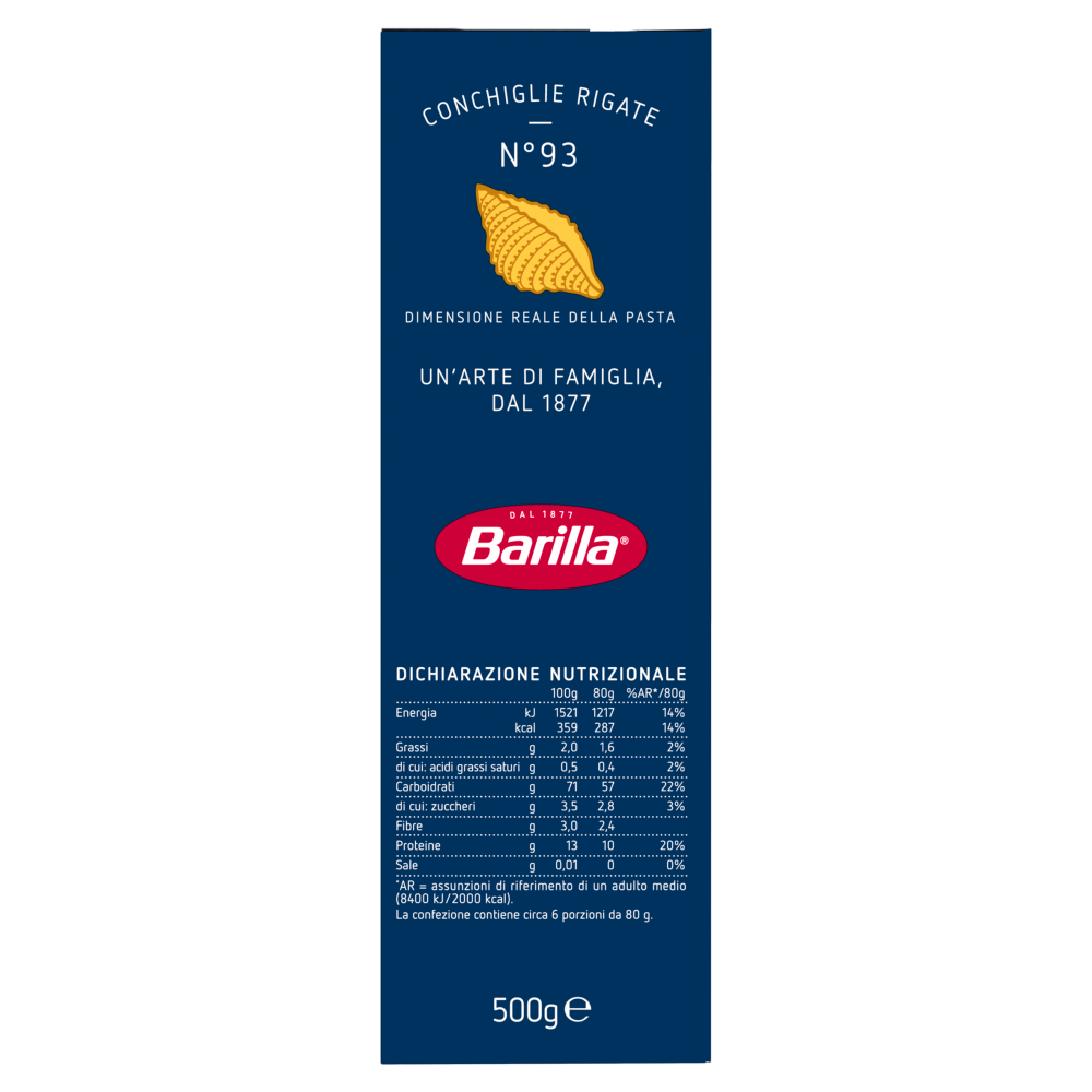 Barilla Pasta Conchiglie Rigate n.93 500g