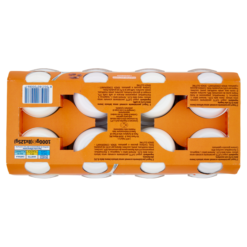 ZYMIL Alta Digeribilità Senza Lattosio Yogurt 2 Bianco, 2 Fragola, 2 Banana, 2 Caffè 8 x 125 g