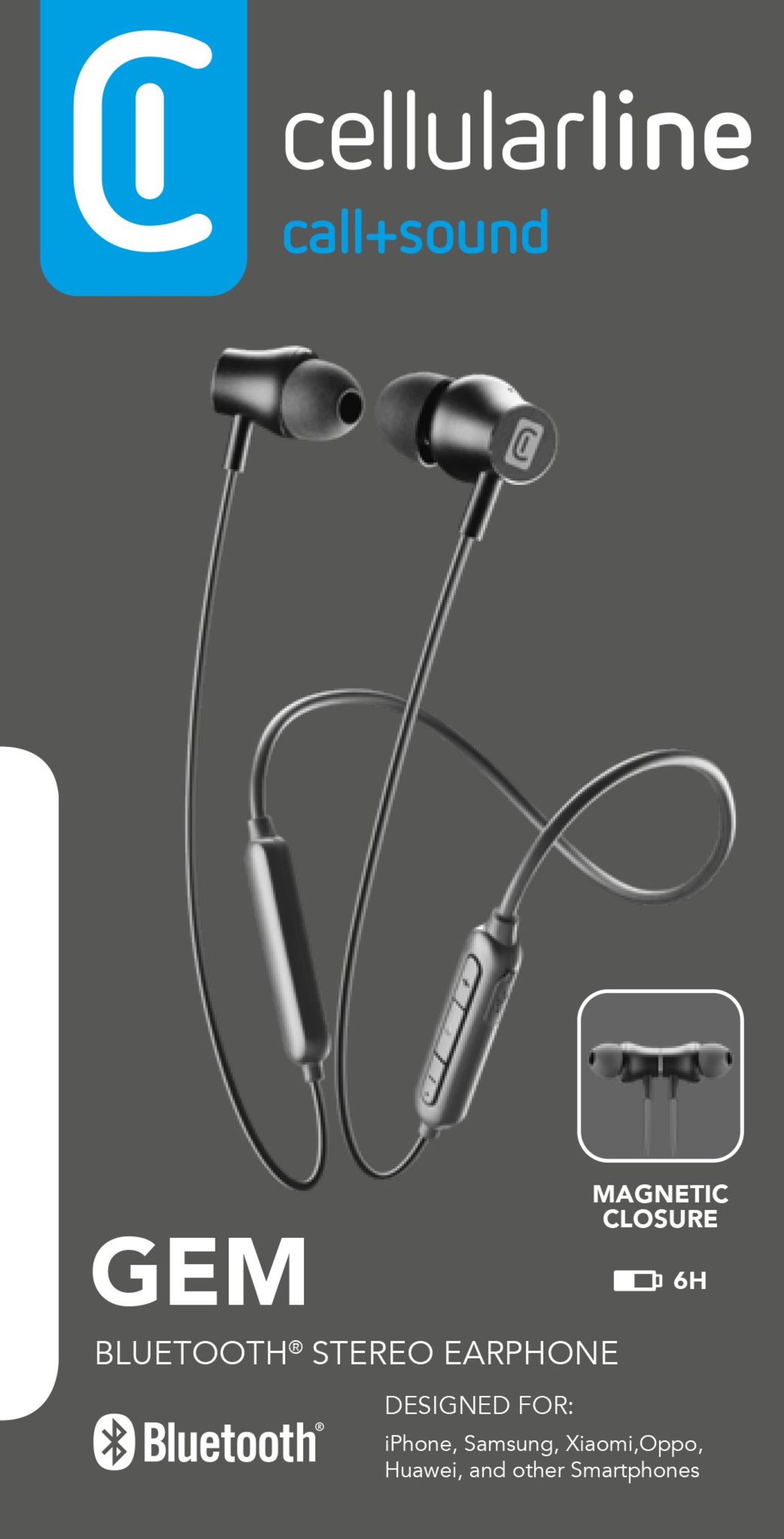 Cellularline GEM Auricolare stereo Bluetooth® in-ear ultra-leggeri con microfono e remote control