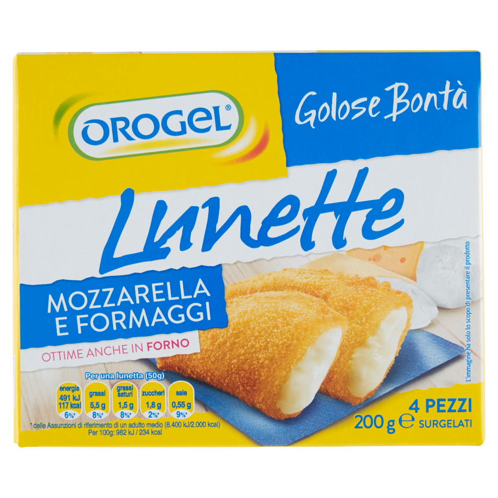 Orogel Golose Bont&agrave; Lunette Mozzarella e Formaggi Surgelati 4 x 50 g