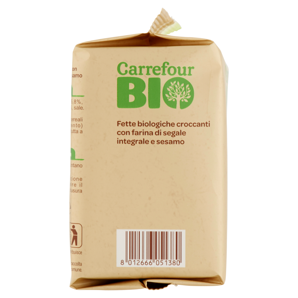 Carrefour Bio Fette biologiche croccanti con farina di segale integrale e sesamo 200 g