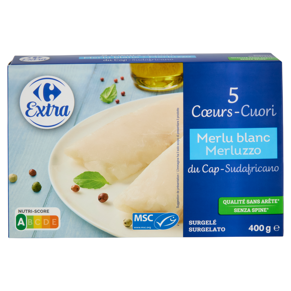 Carrefour Extra 5 Cuori Merluzzo Sudafricano Senza Spine* Surgelato 400 g