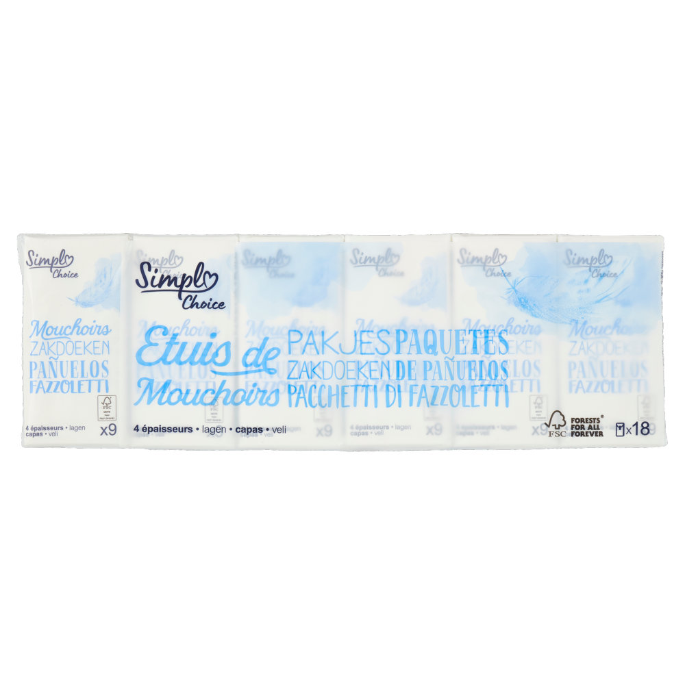 Simpl Choice Pacchetti di Fazzoletti 18 pz