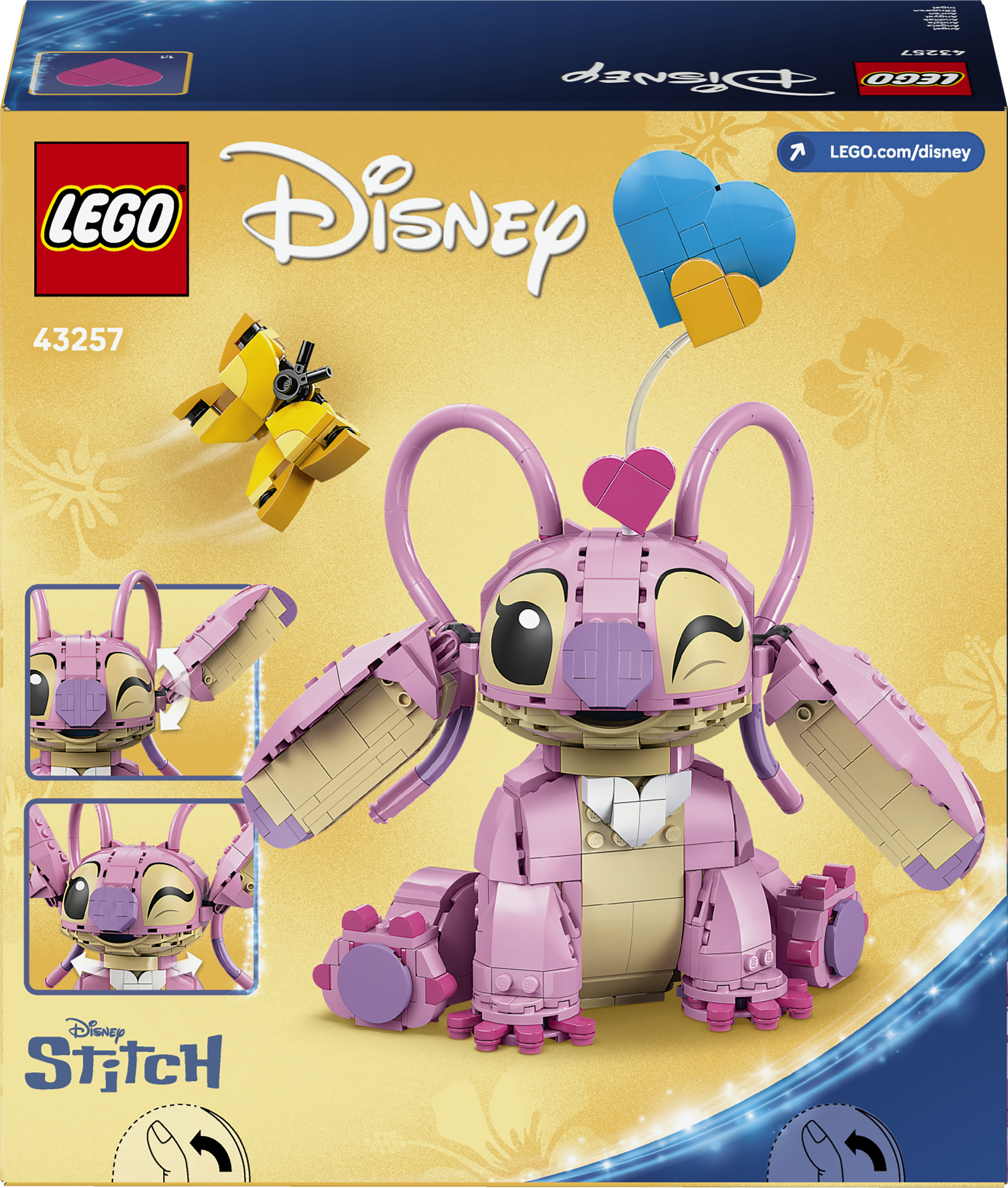 LEGO Disney | 43257 Angel - Lilo & Stitch, Personaggio Giocattolo con 3 Palloncini a Cuore e Farfalla, Idea Regalo 9+ Anni