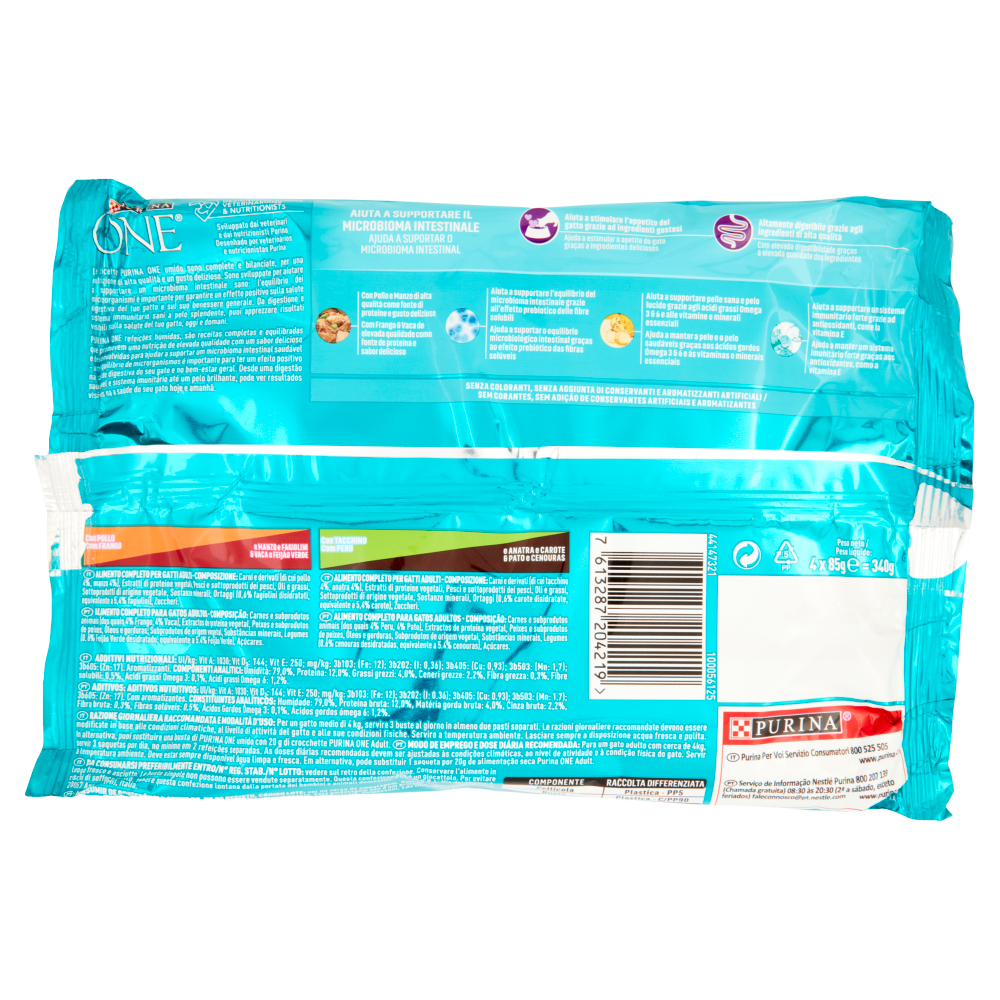 PURINA ONE Single Serve - Appetito Difficile - Pollo e Manzo/ Tacchino e Anatra - 4x85g