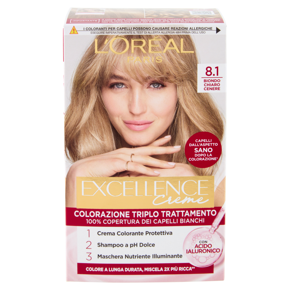 L'Oréal Paris Excellence Creme Colorazione Triplo Trattamento Biondo Chiaro Cenere 8.1
