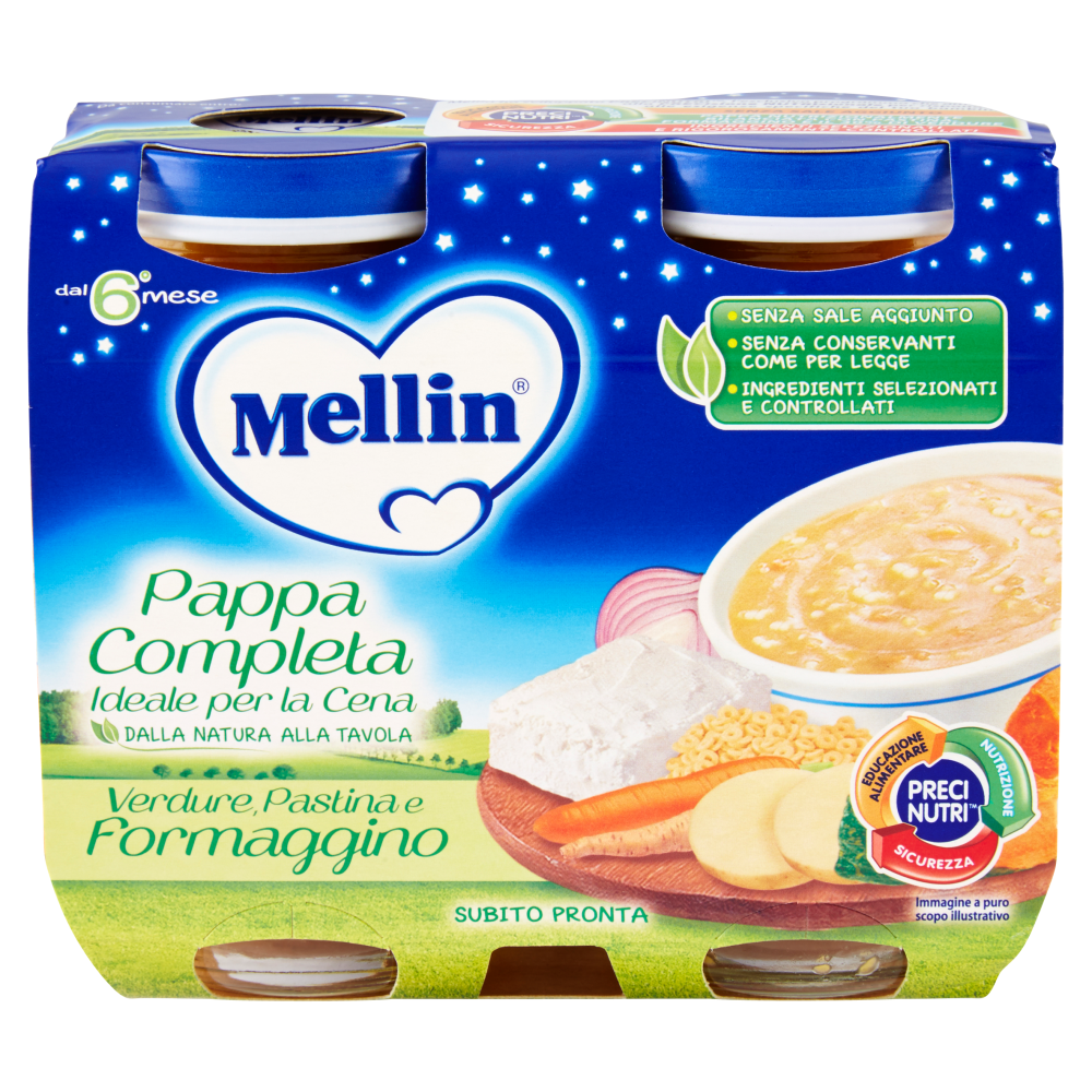 Mellin Pappa Completa Verdure, Pastina e Formaggino 2 x 200 g