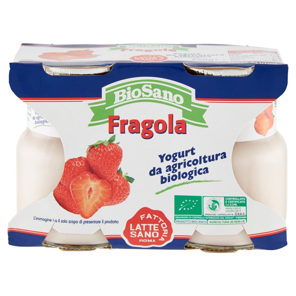 Fattoria Latte Sano BioSano Yogurt da agricoltura biologica Fragola 2 x 125 g