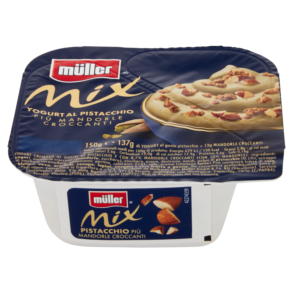 müller Mix Yogurt al Pistacchio Più Mandorle Croccanti 150 g
