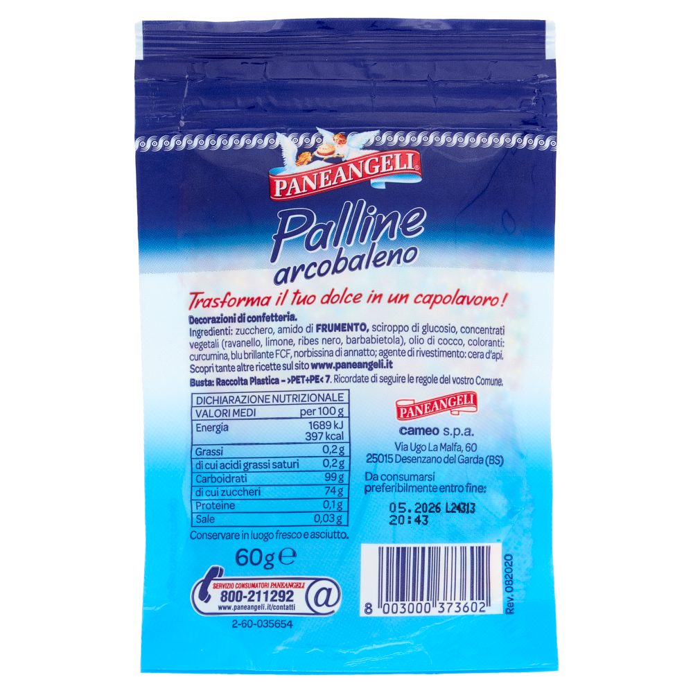 PANEANGELI decora con Palline arcobaleno 60 g