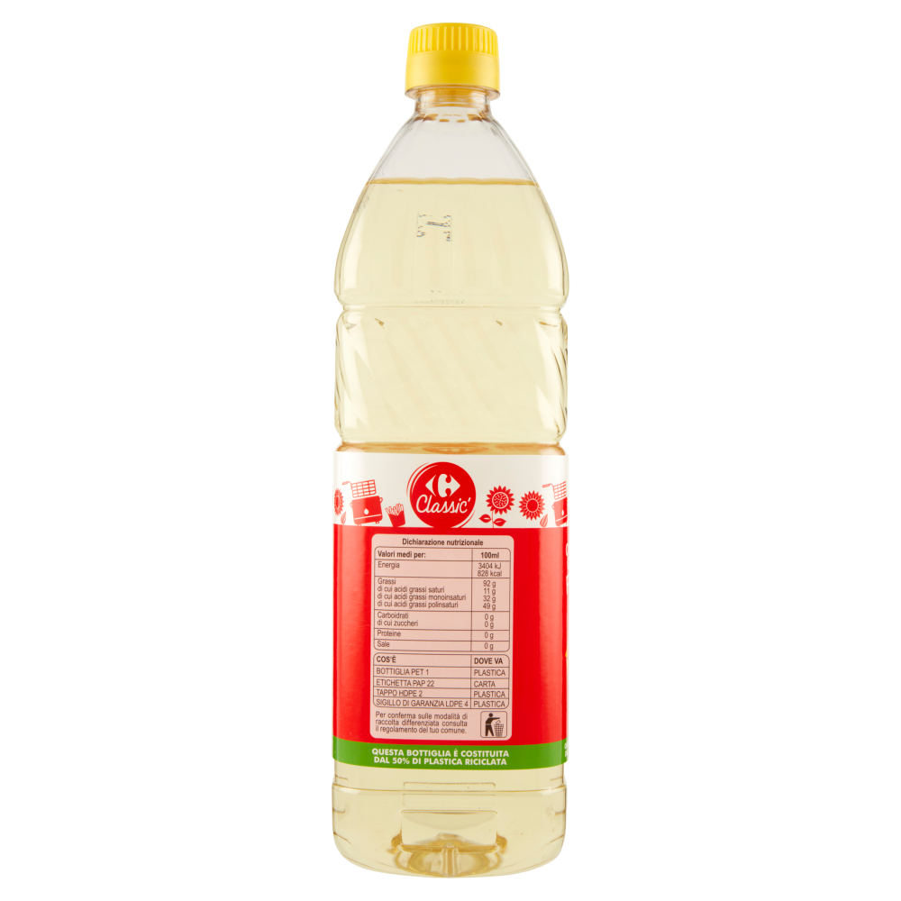 Carrefour Classic Olio di Semi di Girasole per Frittura 1 L