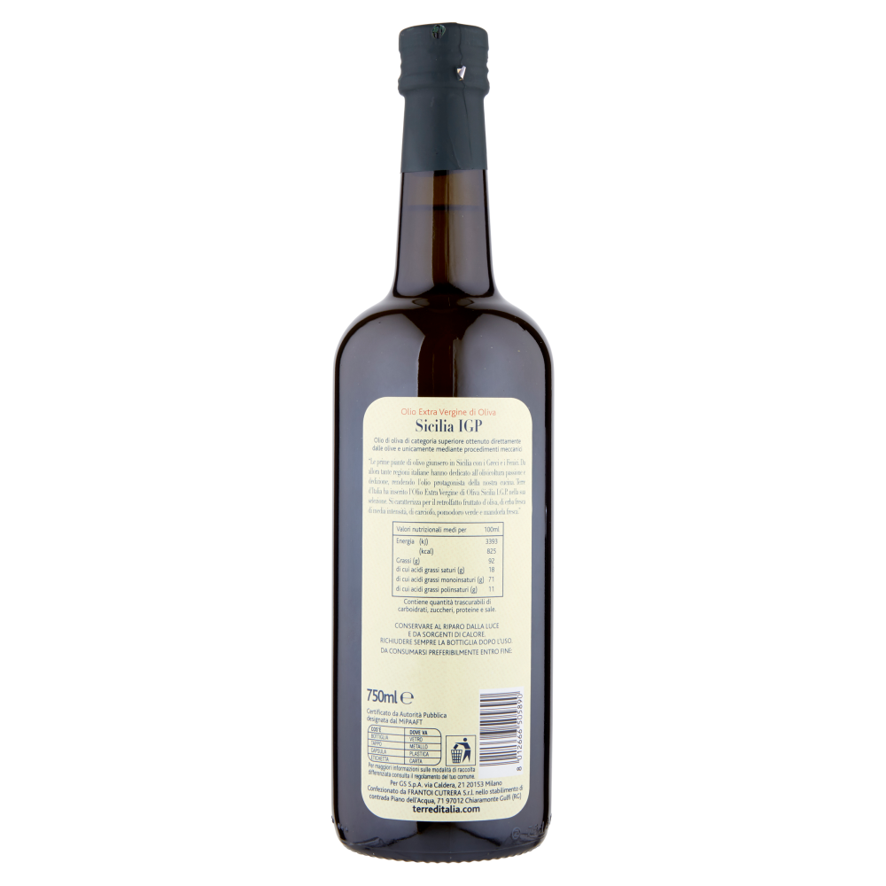 Terre d'Italia Olio Extra Vergine di Oliva Sicilia IGP 750 ml