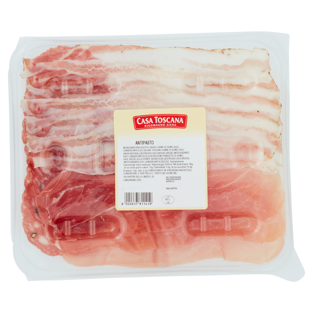 Casa Toscana Antipasto Prosciutto Crudo-Salame Toscano-Rigatino 0,110 kg