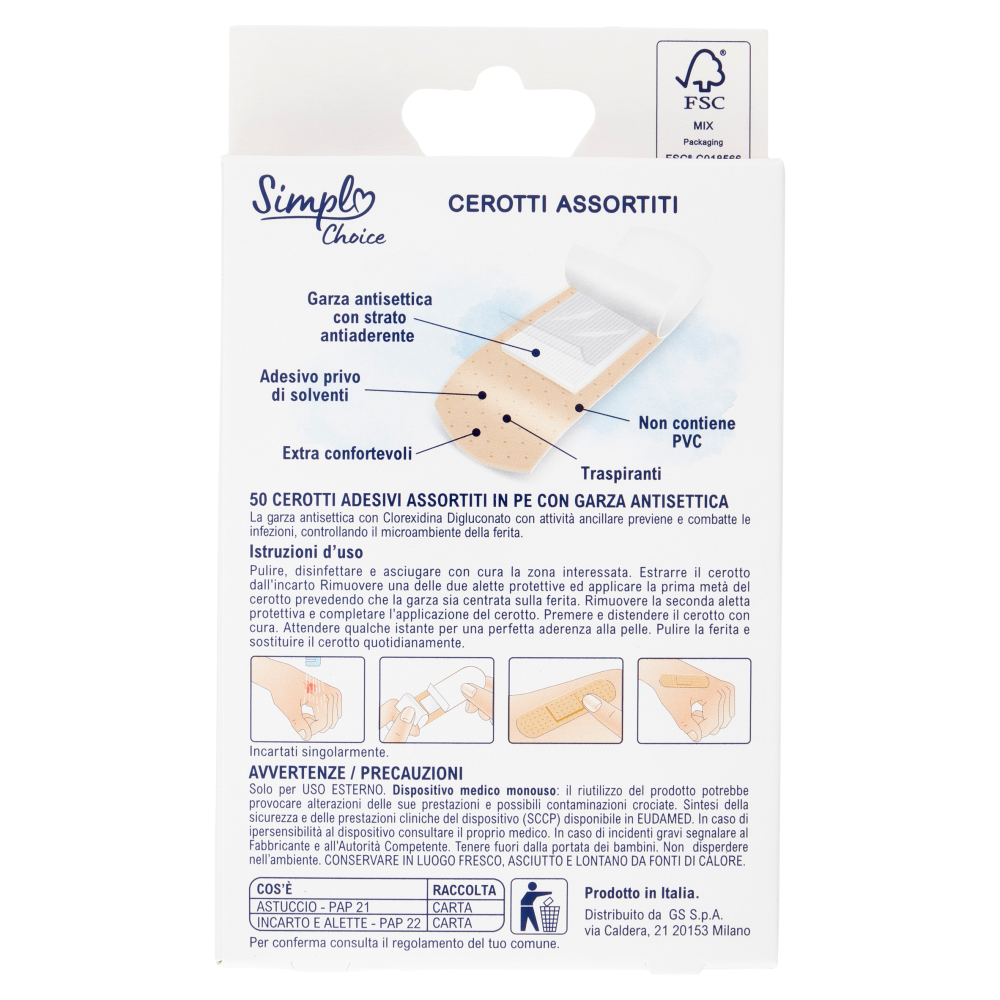 Simpl Choice Cerotti Classici Assortiti 50 pz