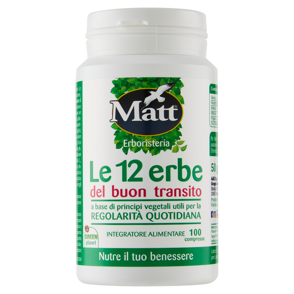 Matt Erboristeria le 12 erbe del buon transito 100 compresse 50 g