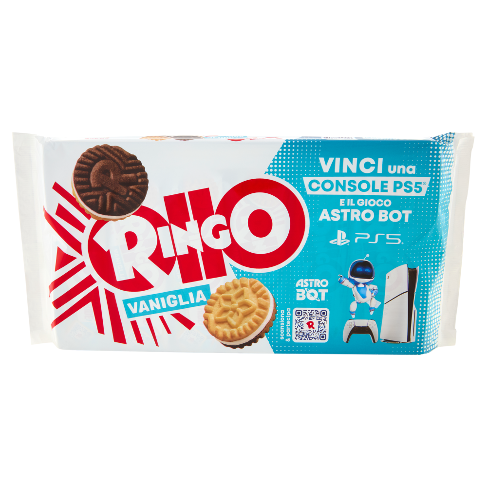 Ringo Vaniglia Biscotti Farciti con Crema Vaniglia Snack Merenda 6 porzioni, 330g