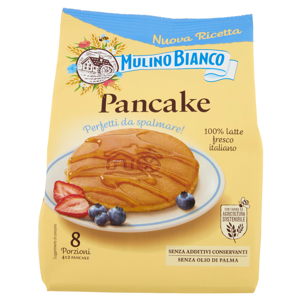 Mulino Bianco Pancake Merenda 100% Latte Fresco Italiano e Farina Sostenibile 8 Porzioni 280g