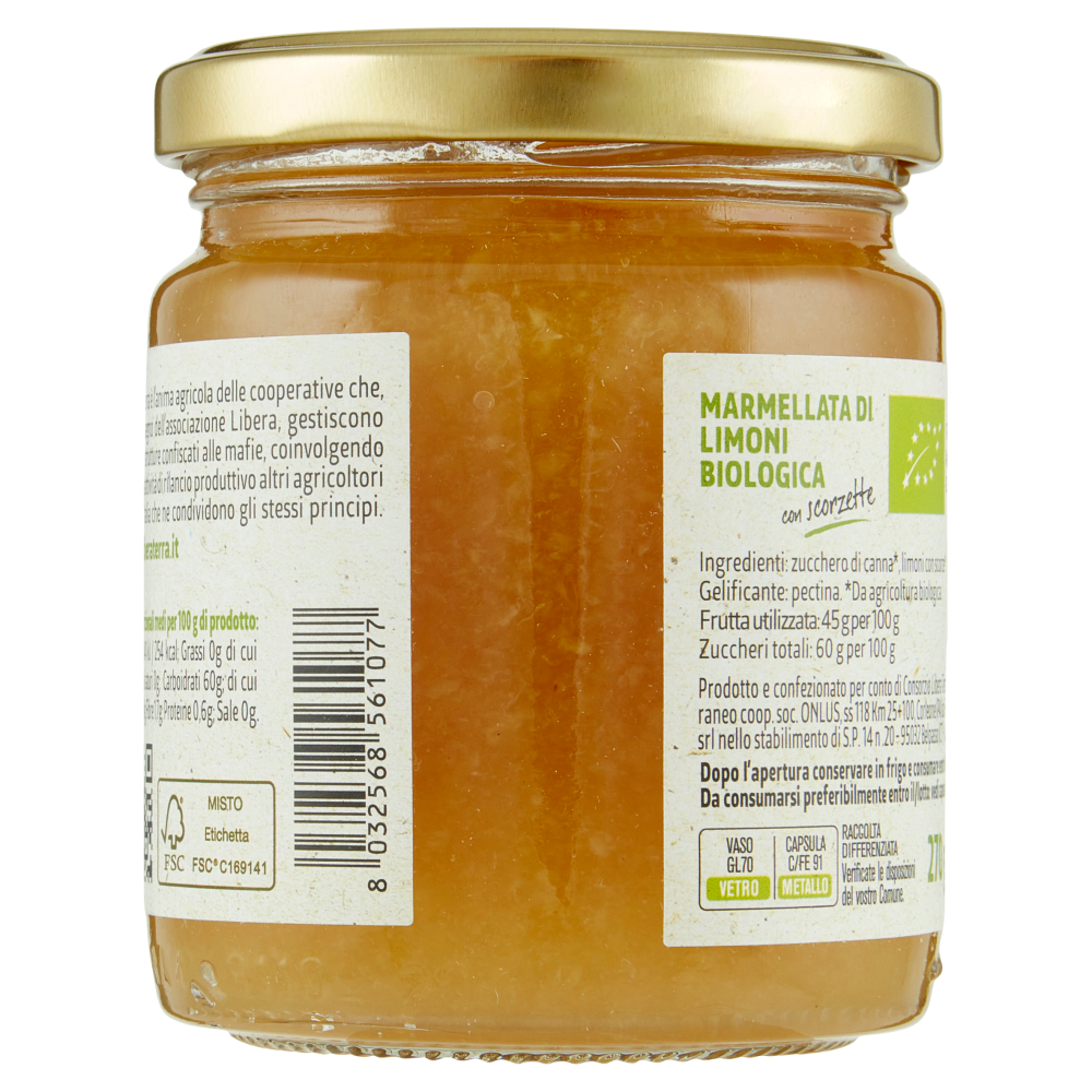 Libera Terra il giusto gusto di Sicilia Marmellata di Limoni Bio 270 g