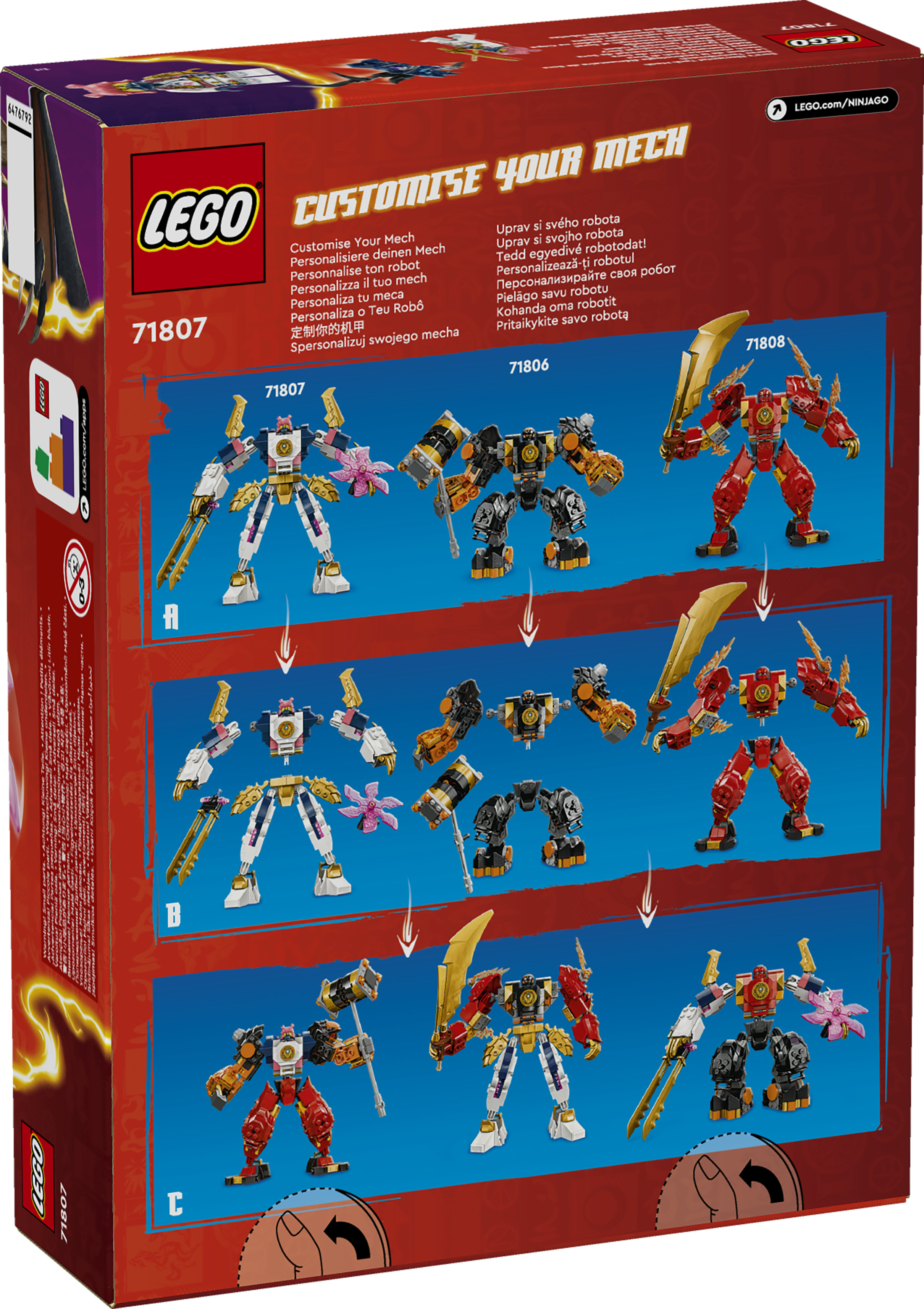 LEGO NINJAGO 71807 Mech Elemento Tech di Sora, Giochi per Bambini 7+ Anni, Action Figure Snodabile e 2 Minifigure, Regalo Ninja