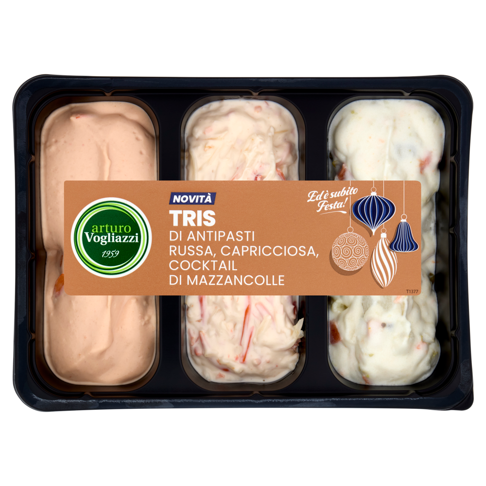 arturo Vogliazzi Tris di Antipasti Russa, Capricciosa, Cocktail di Mazzancolle 450 g