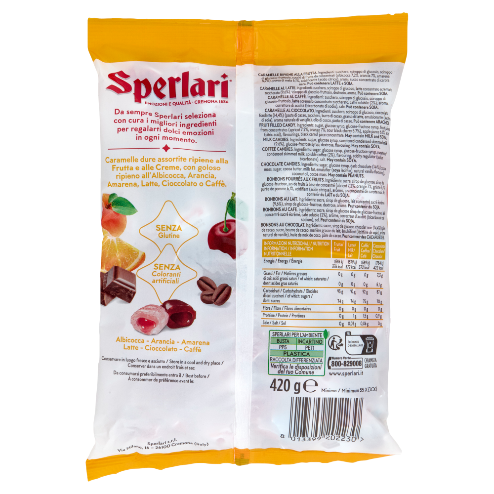 Sperlari Assortite Caramelle Dure con ripieno alla Frutta e alle Creme 420 g