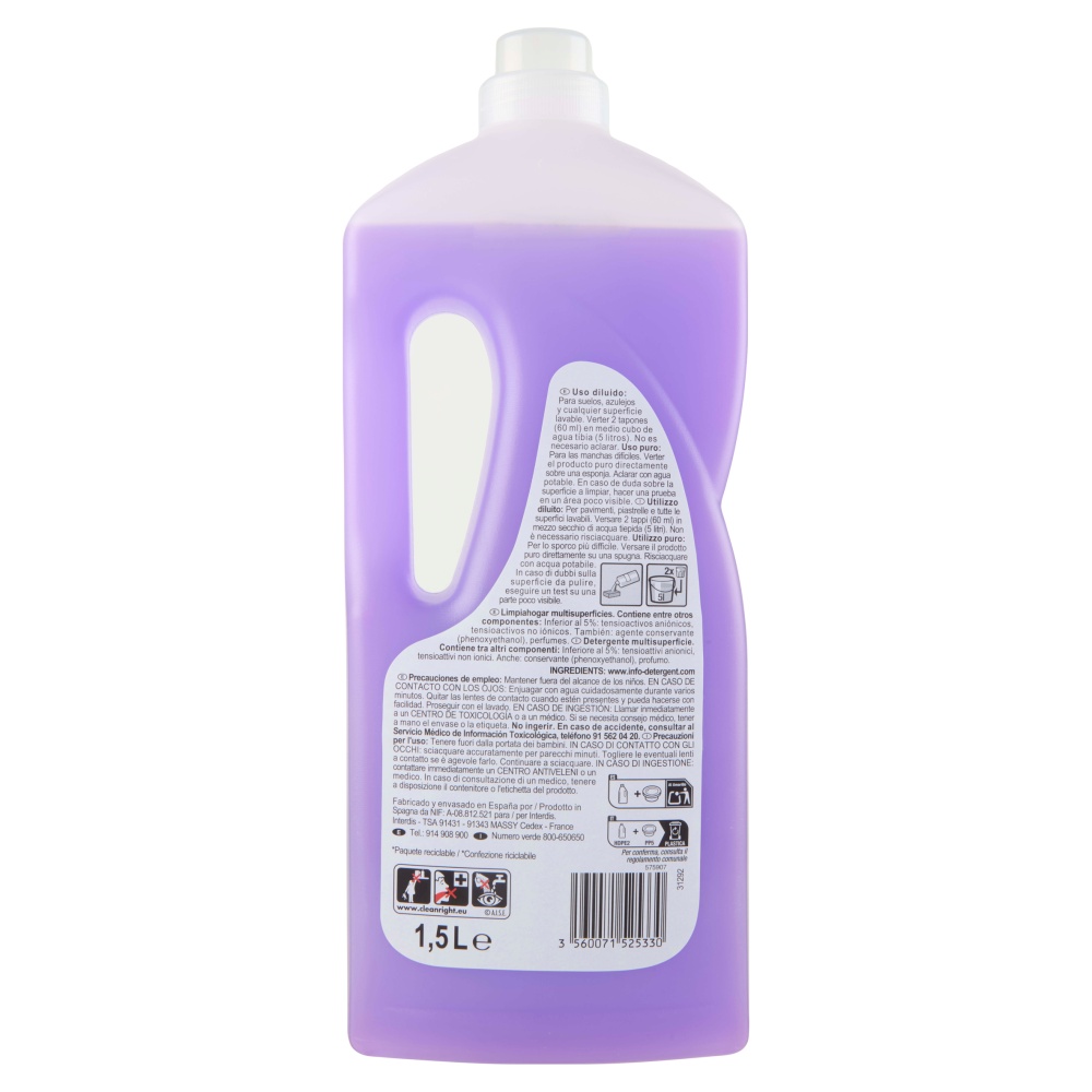 Carrefour Essential Detergente Multisuperficie Profumo di Lavanda 1,5 L