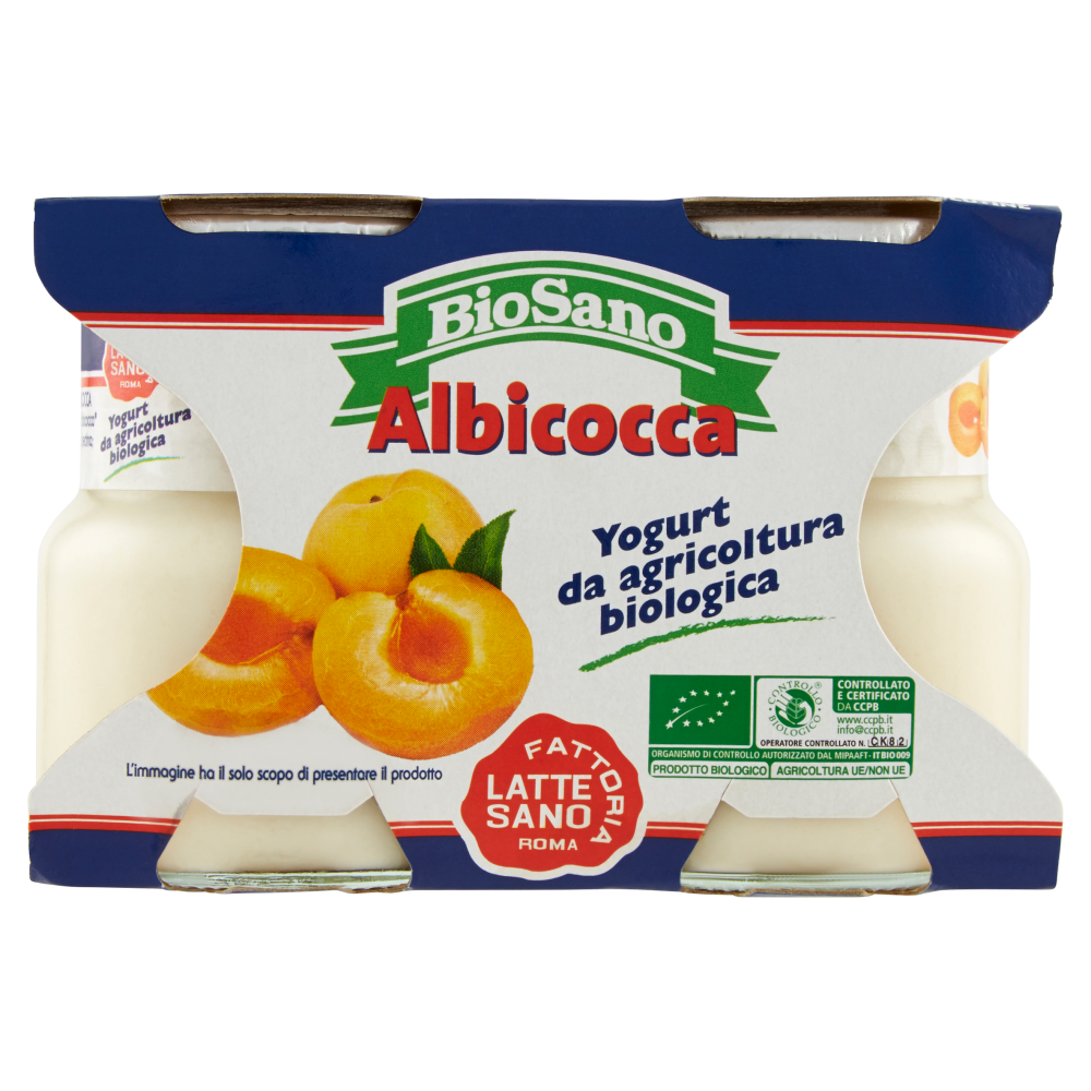 Fattoria Latte Sano BioSano Yogurt da agricoltura biologica Albicocca 2 x 125 g