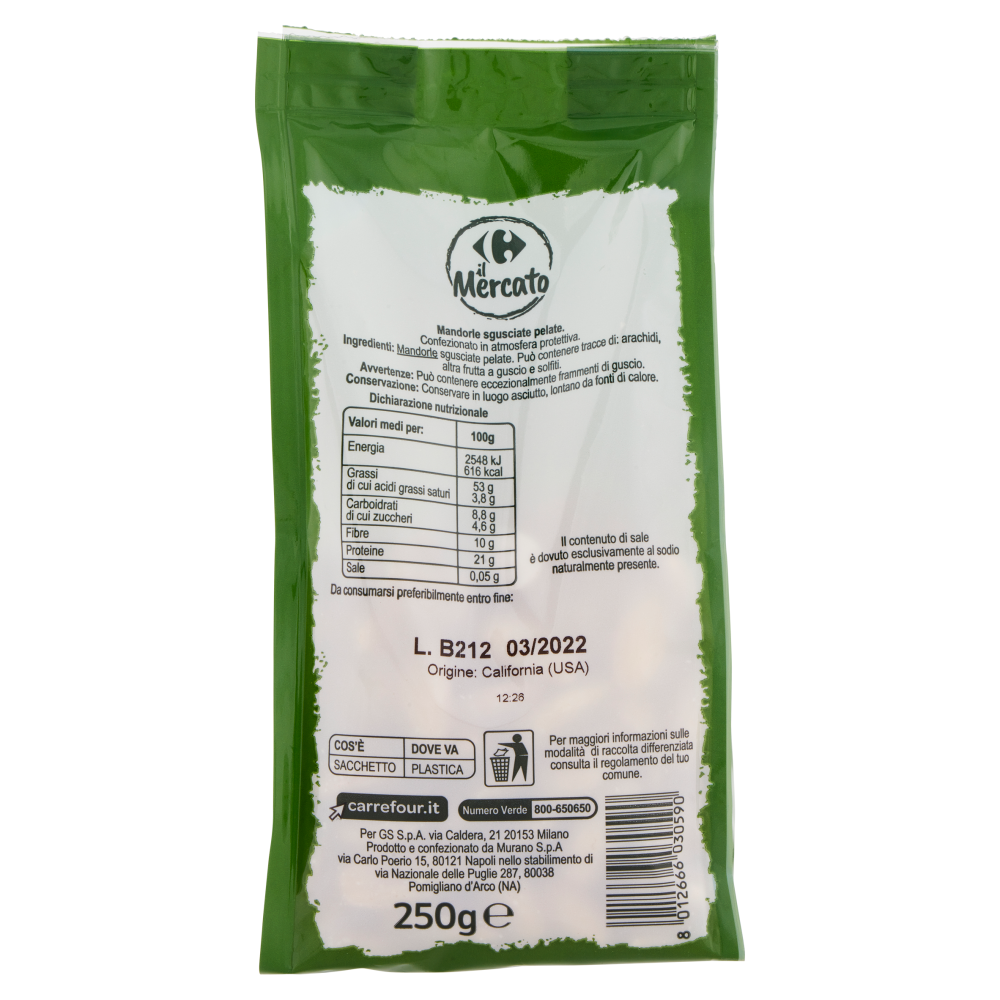 Carrefour il Mercato Mandorle sgusciate e pelate 250 g