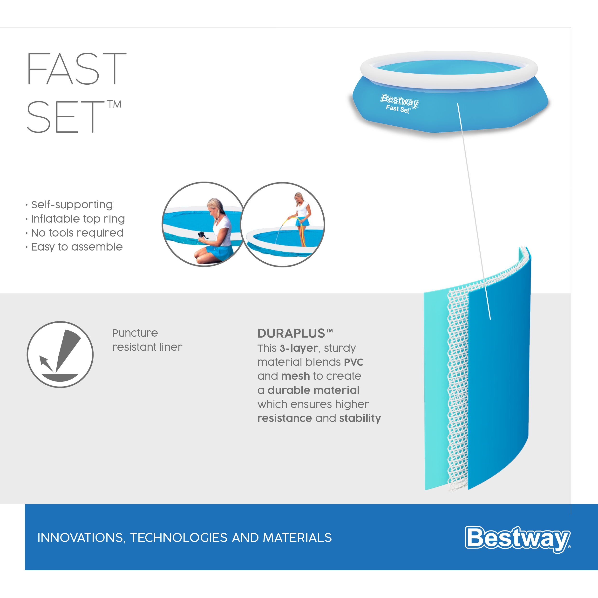 Bestway Fast Set Piscina Autoportante Rotonda mis. 244xh61 cm