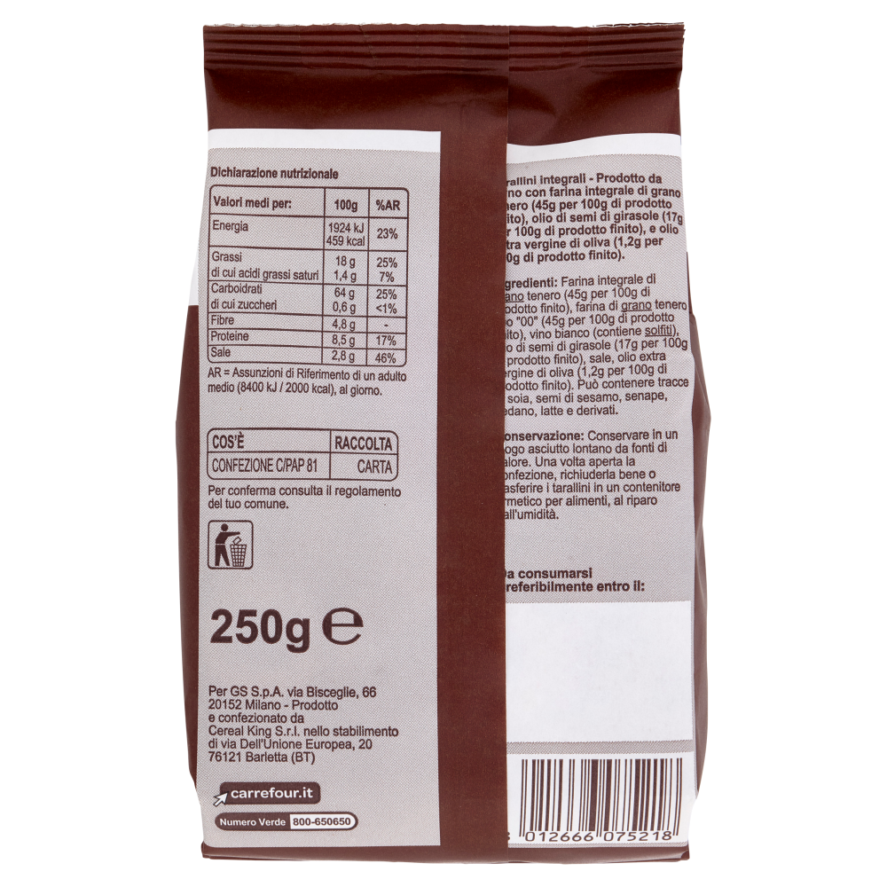 Carrefour Classic Tarallini Integrali 250 g