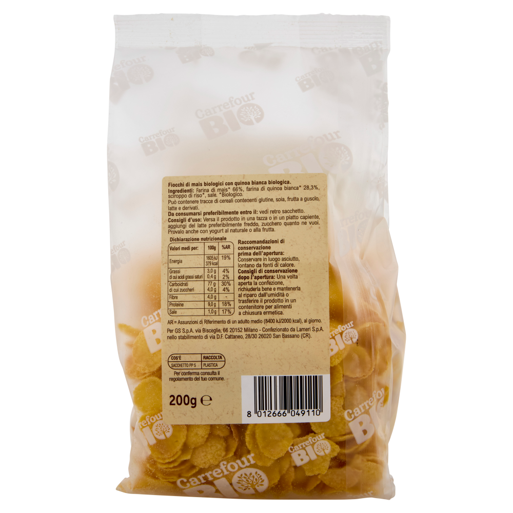 Carrefour Bio Fiocchi di Mais con Quinoa bianca 200 g
