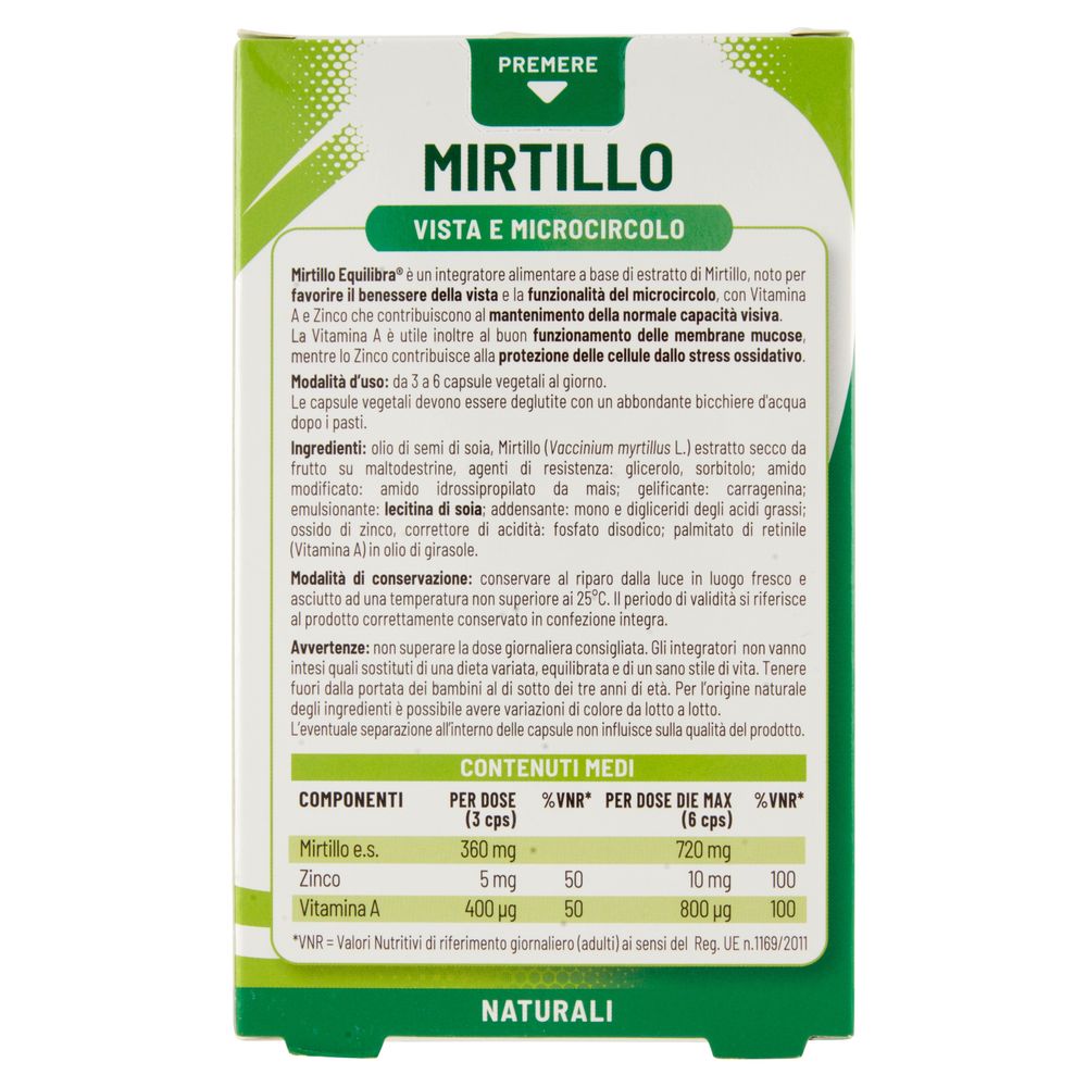 Equilibra Mirtillo Vista e Microcircolo 60 Capsule Vegetali 26 g