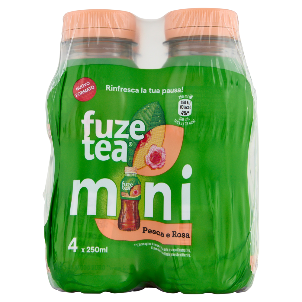 FUZE TEA, T&egrave; Pesca e Rosa Mini PET 4 x 250 ml