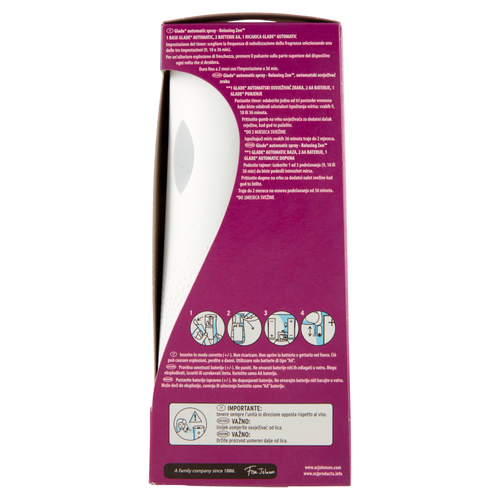 Glade Automatic Spray Base con Ricarica, Profumatore per ambienti, Fragranza Relaxing Zen 269ml