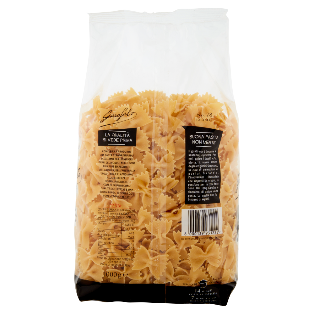 Garofalo Ristorante Farfalle 78 Pasta di Semola di Grano Duro 1000 g