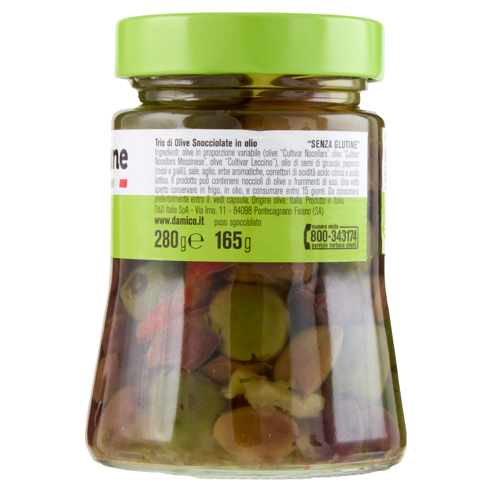 D'Amico tris olive italiane snocciolate 280 g