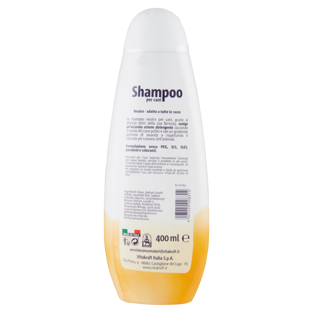 Vitakraft Shampoo per cani Neutro adatto a tutte le razze Profumo di Lavanda  400 ml