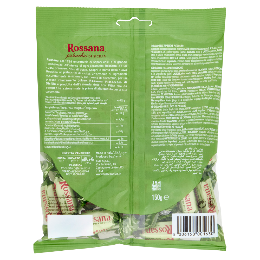 Rossana pistacchio di Sicilia Caramella Finissima Ripiena 150 g