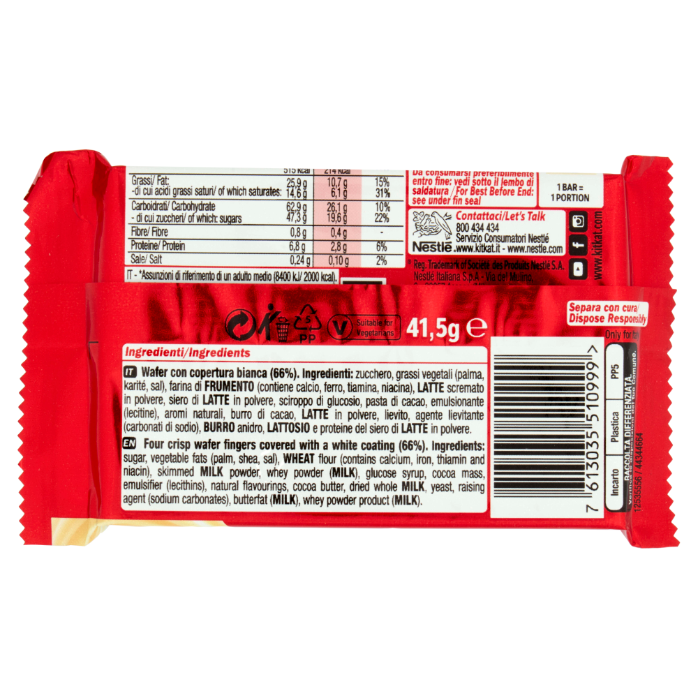 KITKAT White Wafer con copertura Bianca Snack da 41,5g