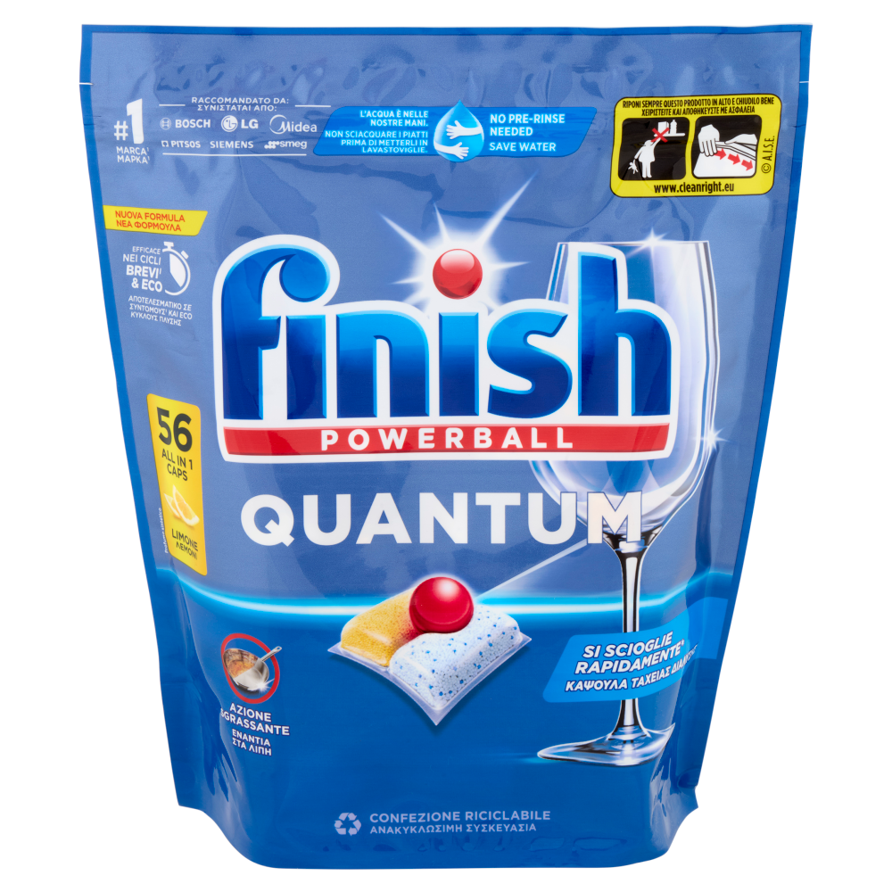 Finish Quantum Limone pastiglie lavastoviglie 56 lavaggi 582,4 g