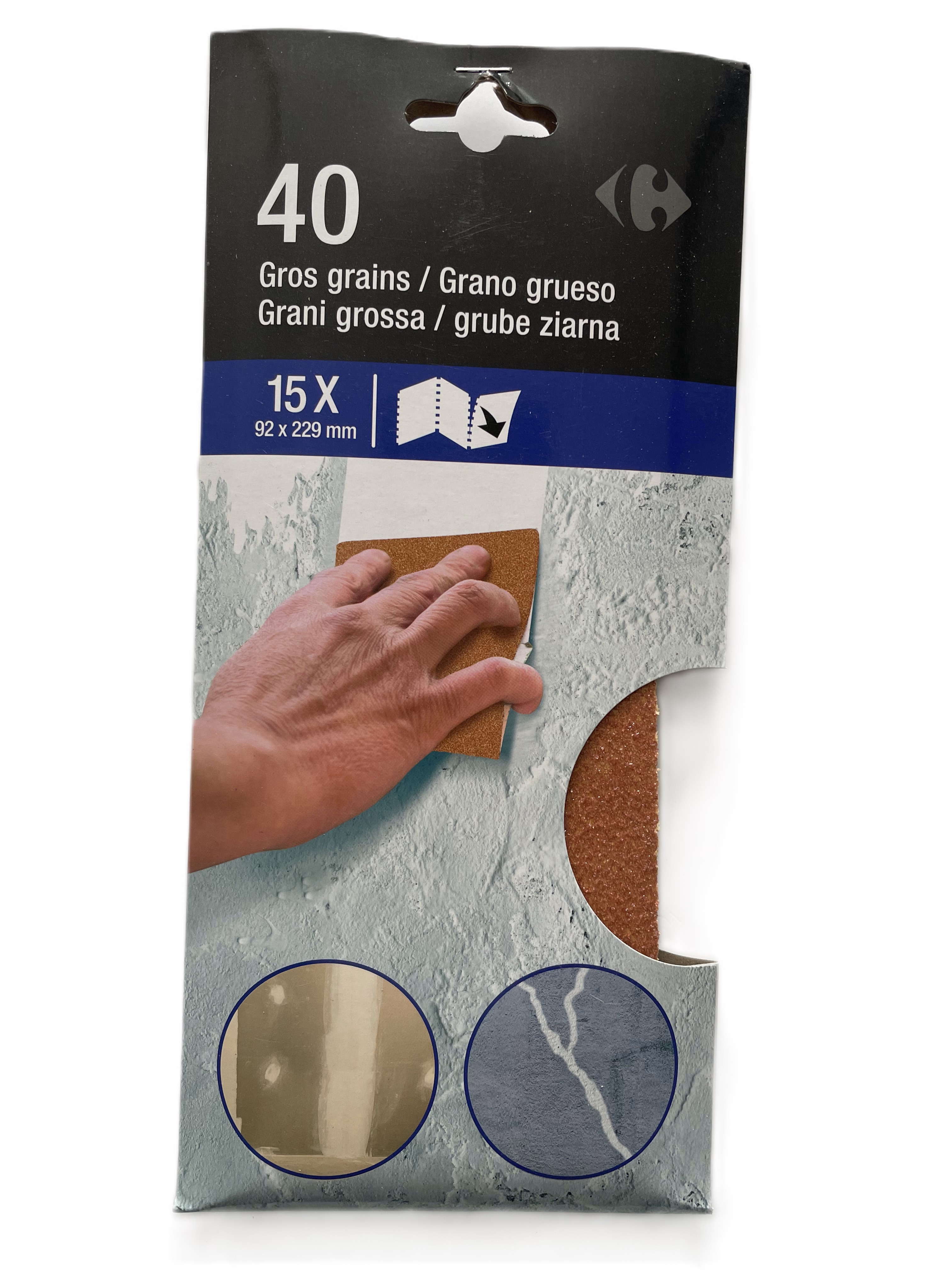 5 fogli abrasivi grossi 92x230mm 