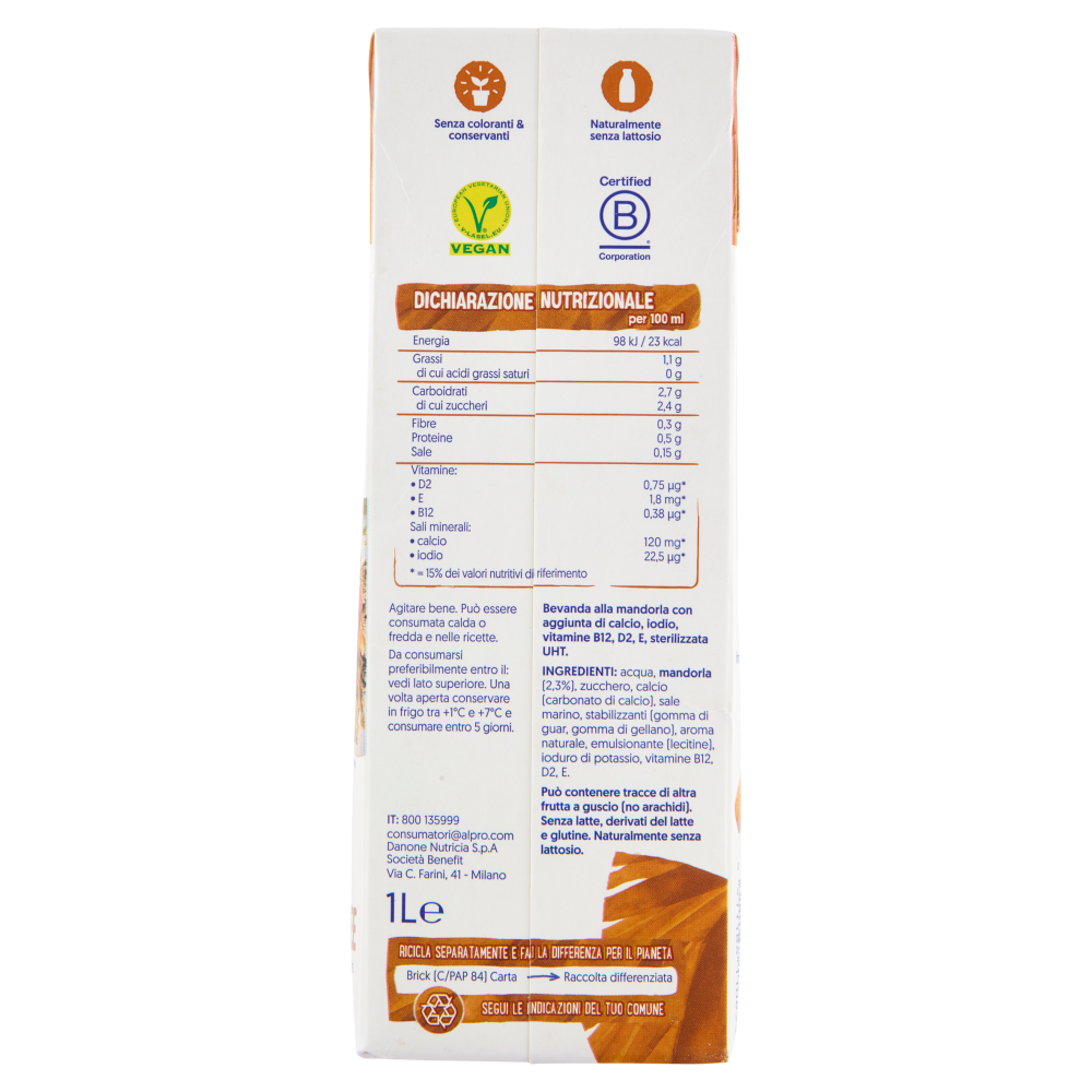 ALPRO Classico, Bevanda alla Mandorla, 100% vegetale con vitamine B2, B12 e D 1 Litro