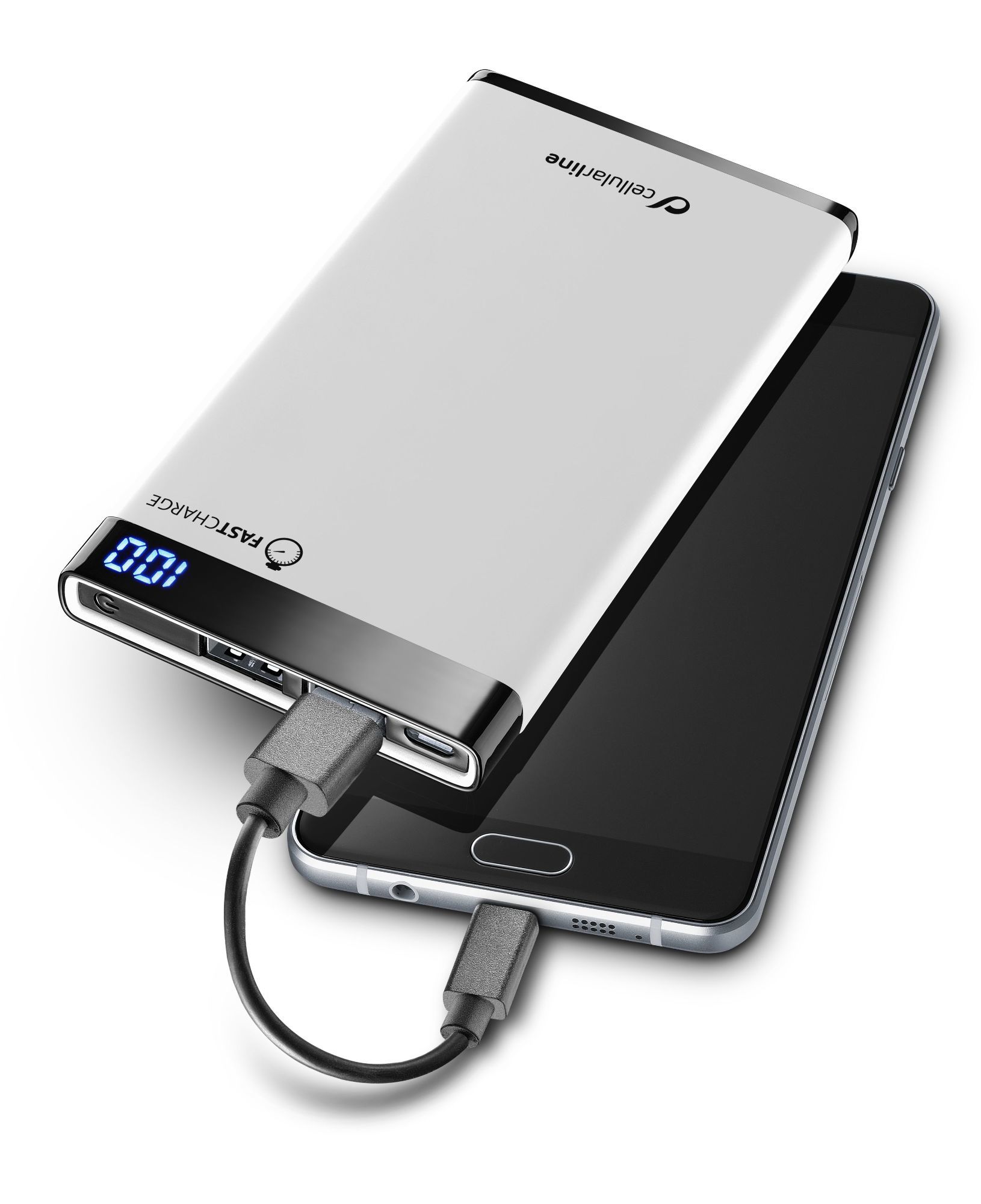 Cellularline Freepower Manta 6000 - Universale Caricabatterie portatile sottile, veloce, potente Bianco