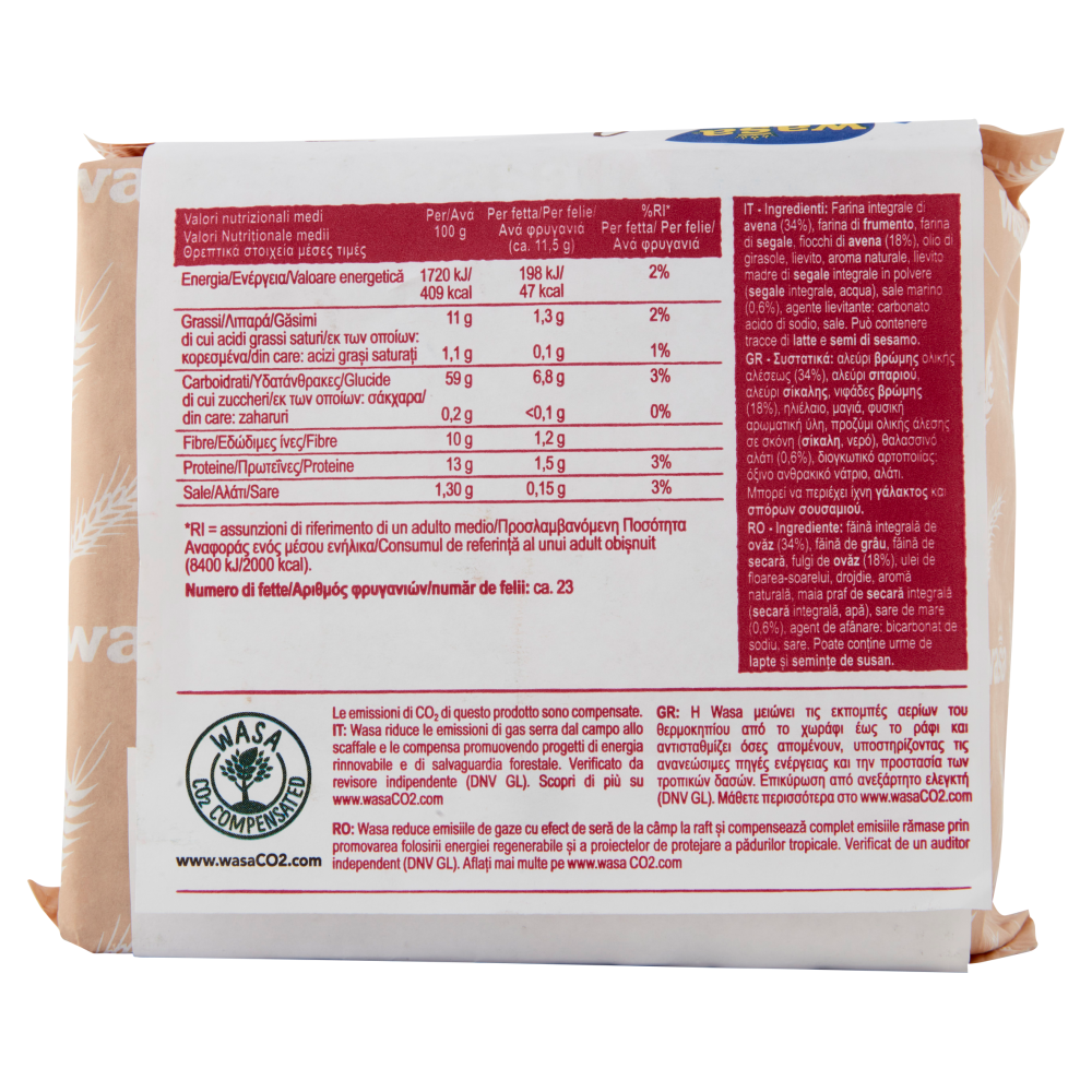 Wasa Chruncy Twist Cracker con Farina Integrale di Avena e Fiocchi d'Avena 265g